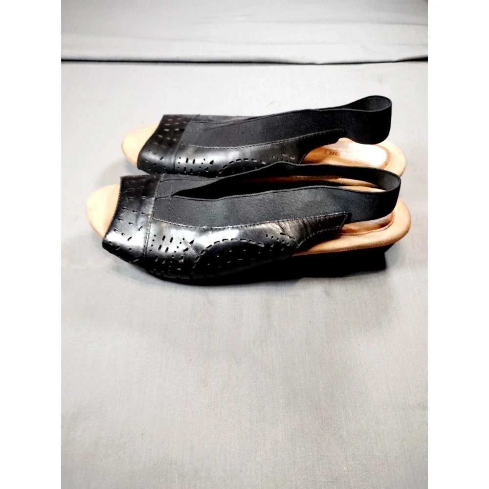 Rockport Cobb Hill‎ Black Judson Peep Sling Pumps Women 9M Resort Party Academia